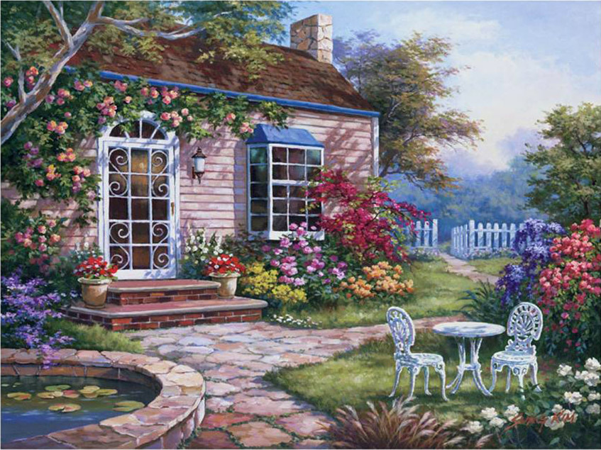 Spring Patio I painting - Sung Kim Spring Patio I art painting